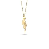 Lightning Bolt Necklace, 14K Solid Gold Celestial Pendant, Dainty initial Lightning Necklace, Minimalist 14K Gold Thunder Bolt Pendant