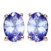 JewelryPalace Oval Cut ct Natural Blue Tanzanite Solitaire Stud Earrings for Women, 925 Sterling Silver Earrings for Her