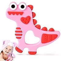 Soft Silicone Baby Teething Toys 0-6/6-12 Months Pink Dinosaur Teethers Toddler Gifts Baby Girls Boys Sore Gums Relief Infant Toys Birthday Gift Chocking-Prove Design Baby Chew Toys BPA-Free