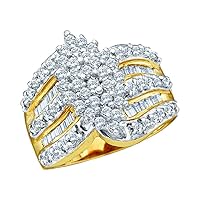 TheDiamondDeal 10kt Yellow Gold Womens Round Diamond Oval-shape Cluster Ring 1.00 Cttw
