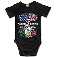 QINOL Ftyerer Fashion Cotton Breathable Baby Onesie American Grown with Mexican Roots Romper Onesie Jumpsuit Black (12M)
