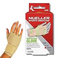 MUELLER Sports Medicine Arthritis Compression Glove, Hand and Wrist Support, Fits Right or Left Hand, Pain Relief for Men and Women, Beige, Large/X-Large