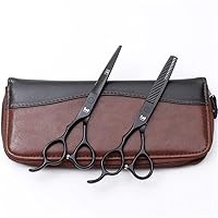 Left-Hand Hair Cutting Scissors Set Professional Barber Hair Cutting Scissors Kit Japanese Stainless Steel for Barber, Salon, Home, Black,6.0Inch