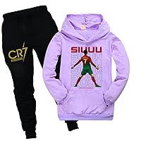 Boys Trendy Soccer Stars Graphic Tracksuits Cristiano Ronaldo Clothes Outfits CR7 Fall Casual Sweatshirts with Pocket