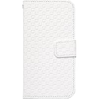 PLATA for Galaxy S6 SC-05G Japanese Ichimatsu Pattern Check Block Stand Case Pouch PU Leather Wallet Case Protective Cover [ White ]