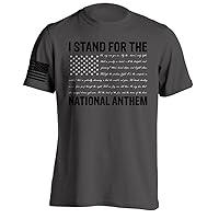 Men's I Stand for The National Anthem T-Shirt with Anthem Written As The Stripes