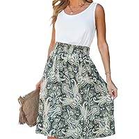 Women's 2023 Summer Casual Boho Floral Sundress Crew Neck Casual Bohemian Midi Dresses