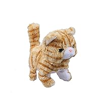 Kitty - Battery Operated Little Cat Toy – Meows, Curls its Tail, Walks for Kids Girls Boys and Teens (Yellow Stripes)