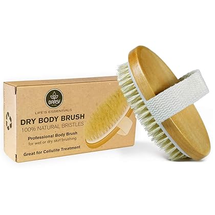 Dry Body Brush - 100% Natural Bristles - Cellulite Treatment, Increase Circulation and Tighten Skin. (Pack of 1)