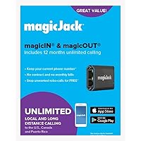 magicJack, New 2023 VOIP Phone Adapter, Portable Home and On-The-Go Digital Service. Unlimited Calls to US and Canada. NO Monthly Bill | Featuring magicIN™ & magicOUT™ Service