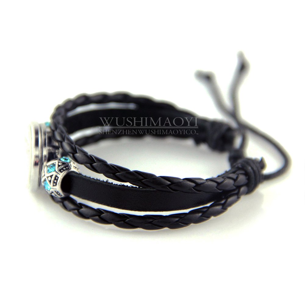 WUSHIMAOYI Triple Moon Goddess Bracelet Triple Moon Goddess Jewelry Braid Leather Bracelet Customize Your Own Style