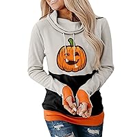 Womens Oversized Sweatshirts Fleece Hoodies Women Halloween Printing Sweatshirt Casual Long Sleeve Hooded Loose