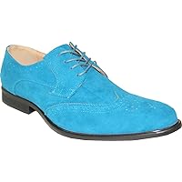 CORONADO Men Dress Shoe KEVIN-1 Classic Oxford Fashion Style with Wing Tip and Leather Lining Blue 10M