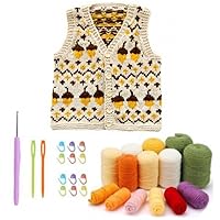 1 Set Crochet Kit for Beginners, Craft Amigurumi Knit and Crochet Kit, Knitting Starter Pack for Adults and Kids (Lovely Girl's Sweater - Color 6)