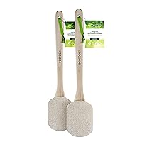 Loofah Bath Brush, Shower Brush with Ergonomic Handle, Cleans Hard to Reach Areas, Plant-Based, Eco-Friendly Bath Sponge, Gently Cleanses & Exfoliates, Vegan & Cruelty-Free, 2 Count