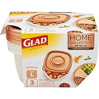 GladWare Home Tall Entree Food Storage Containers, Large Square Holds 42 Ounces of Food, 3 Count Set | With Glad Lock Tight Seal, BPA Free Containers and Lids