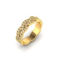 GEMHUB Lab Created G VS1 Diamond 14k Yellow Gold 0. CT Round Shape Eternity Minimalist Gifting Ring Size 4 5 77