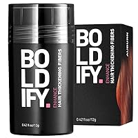 BOLDIFY Hair Fibers (12g) Fill In Fine and Thinning Hair for an Instantly Thicker & Fuller Look - Best Value & Superior Formula -14 Shades for Women & Men - AUBURN