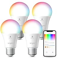 Alexa Light Bulbs, 75W Equivalent, S1 Auto Pairing with Alexa Devices, Smart Light Bulb that Work with Alexa, Bluetooth Mesh Smart Home Lighting, ‎Multicolor Dimmable, No Hub Required,4-Pack