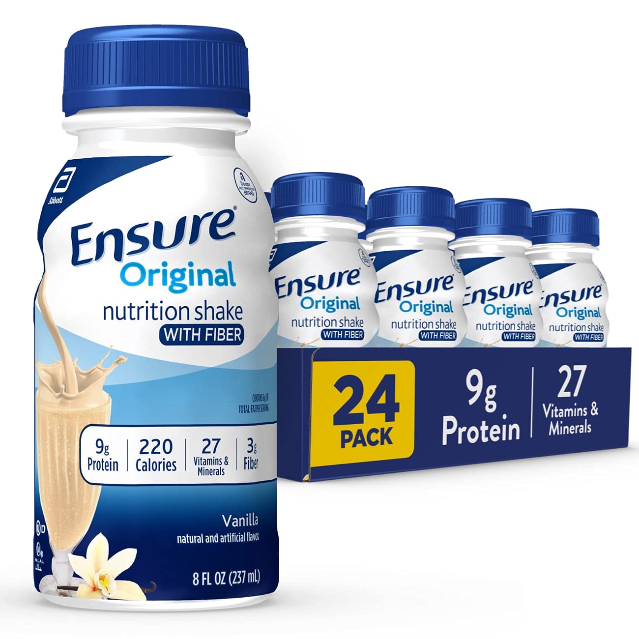 Ensure Original Vanilla Nutrition Shake With Fiber | Meal Replacement Shake | 24 Pack