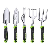 WORKPRO Garden Tool Set, 5 Pieces Gardening Work Gifts, Cast Aluminum Outdoor Hand Tools Kit for Men and Women, Including Trowel Transplanter Weeder Hand Fork Cultivator