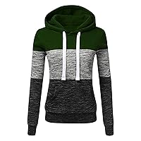 Women's Casual Color Block Hoodies Long Sleeve Tops Button Down Drawstring Pullover Sweatshirts with Pocket