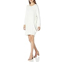 M Made in Italy Women's Round Neck Cocoon Midi Dress, Cream, Large