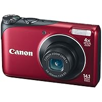 Canon Powershot A2200 14.1 MP Digital Camera with 4x Optical Zoom (Red) (Renewed)