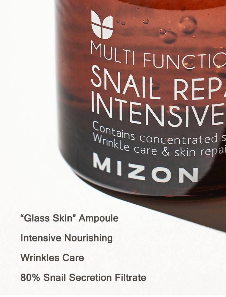MIZON Snail Line, Snail Repair Intensive Ampoule, Wrinkle Care, Skin Nutrition (30ml 1.01 fl oz)