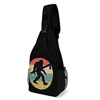 Bigfoot Retro Sasquatch Crossbody Sling Backpack Multipurpose Chest Bag Casual Shoulder Bag Travel Hiking Daypack