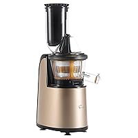 Empava Masticating Slow Juicer 150W Cold Press Juicer Machine Reverse Function High Juice Yield Juicer Extractor with Big Feed Chute Champagne Gold