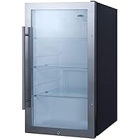 Summit Appliance SPR489OSADA ADA Compliant Commercially Approved Shallow Depth Indoor/Outdoor Beverage Cooler for Built-in or Freestanding Use with Glass Door, Black Cabinet, Auto Defrost