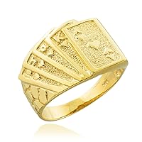 SOLID GOLD ROYAL FLUSH POKER NUGGET RING - Gold Purity:: 14K, Ring Size:: 8.50