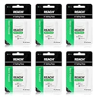 Reach Waxed Dental Floss Bundle | Effective Plaque Removal, Extra Wide Cleaning Surface | Shred Resistance & Tension, Slides Smoothly & Easily, PFAS Free | Mint Flavored, 55 YD, 6pk