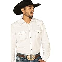 Wrangler mens Retro Two Pocket Long Sleeve Snap Shirt, White, Large US