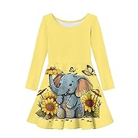 Girls Long Sleeve Dress Kids Twirly Swing Dress Cute Clothes for Girls 3-14 Years Old Fall Dress