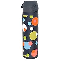 Ion8 Water Bottle, 500 ml/18 oz, Leak Proof, Easy to Open, Secure Lock, Dishwasher Safe, BPA Free, Hygienic Flip Cover, Carry Handle, Easy Clean, Odor Free, Carbon Neutral, Navy Blue, Spots Design