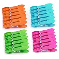 24Pcs Plastic Clothespins, Heavy Duty Laundry Clothespins, Mini Clothespins,Air-Drying Clothing Pin Set, Towel Clips Clothes Pins Spring Clips, Beach Towel Clips