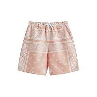 SOLY HUX Boy's Summer Boho Paisley Print Drawstring High Waisted Shorts