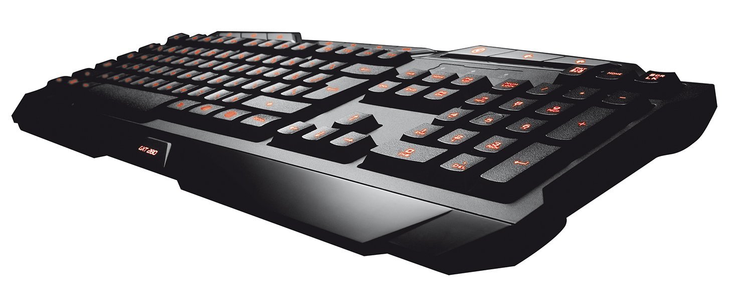 Trust GXT 280 Adjustable LED RGY Backlit Wired Gaming Keyboard, Programmable Keys, Black