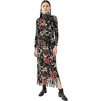 NC Springs Dresses for Women Two-Piece Suit Tassel Long-Sleeved Shirt Ethnic Style Spring Wreath Maxi Dress Temperament Suits