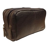 Dark Brown Compact Leather Wash Bag