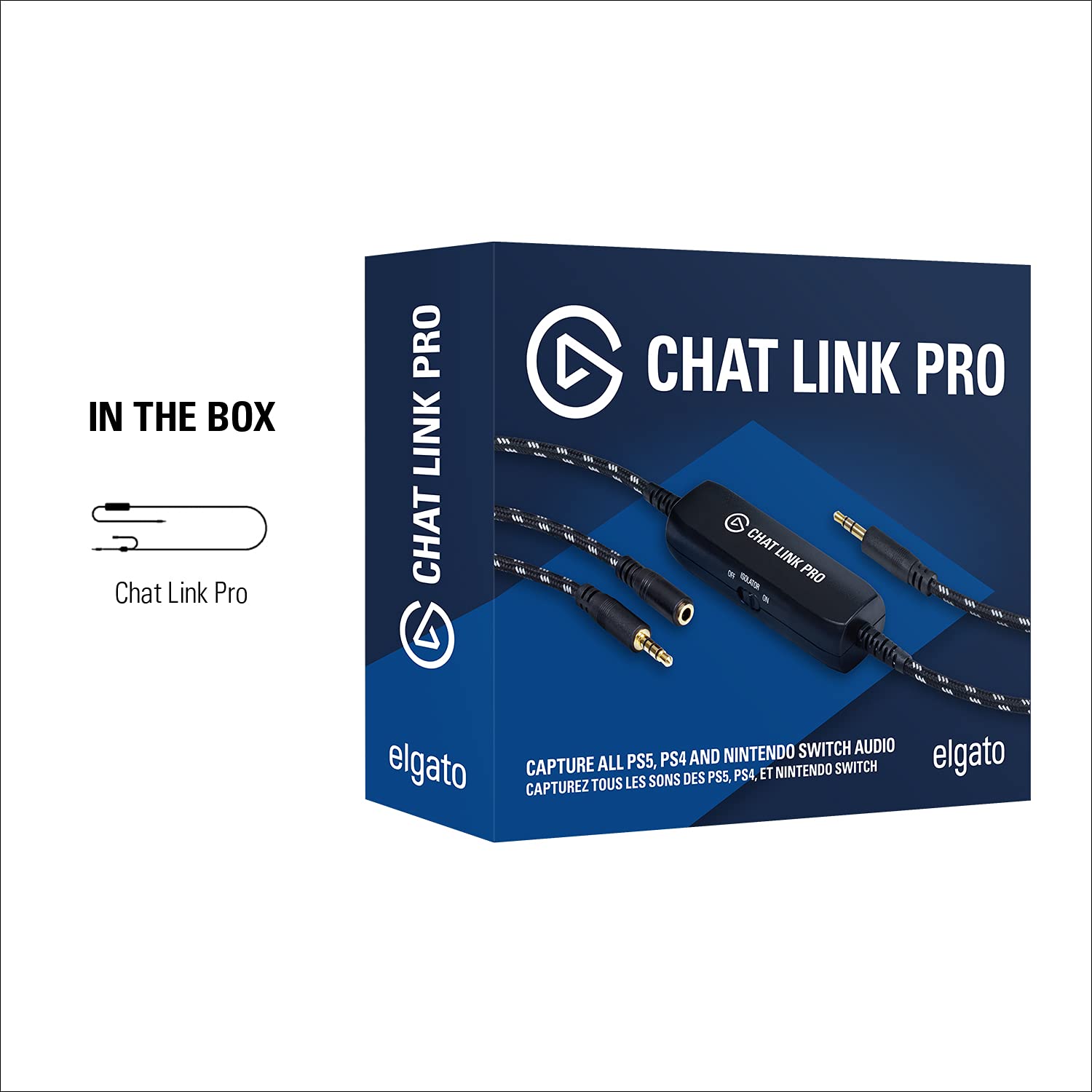 Elgato Chat Link Pro - Audio Adapter, for PS5, PS4, Nintendo Switch, Capture Voice Chat, Gameplay Sound, Extra Long Cable