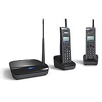 EnGenius FreeStyl SIP2, Long Range, Portable 900 Mhz VoIP Phone with 2-Way Radio for Broadcast/Intercom, Expandable up to (10) Handsets per Base, 10 Acres of Coverage, Includes (2) Handsets