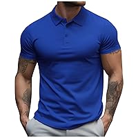 Mens Cool Personalized Quick Dry Polo Ribbed Collar Solid Color Golf Casual Sports Short Sleeve Fashion Plain