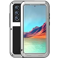 Metal Case Compatible with Samsung Galaxy S22/S22 Plus/S22 Ultra 10 FT Military Drop Protection Full Body Military Grade Shockproof Dustproof Cover (Silver,S22 Plus)