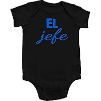 El Jefe Boss Spanish Funny Baby Onepiece Bodysuit Unisex Gift Regalo Black w/Fluorescent Blue Font