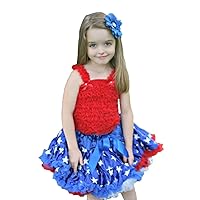 Petitebella Red Ruffles Top Blue Patriotic Stars Skirt Outfit 1-8y