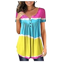 Womens Shirts Casual Summer Blouses for Women Layering Shirts for Women Strawberry Shirt Psychedelic Shirt Womens Collared Shirts Women Tees Business Casual Tops for Women Blue XXL