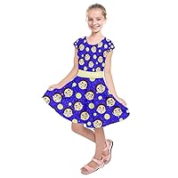 PattyCandy Girls Dress Up Dog Footprint Easter Animals Cartoon Sketch & Rocket Toddler Kids Short Sleeve Dress